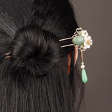 Misty Jade Flower Hair Stick