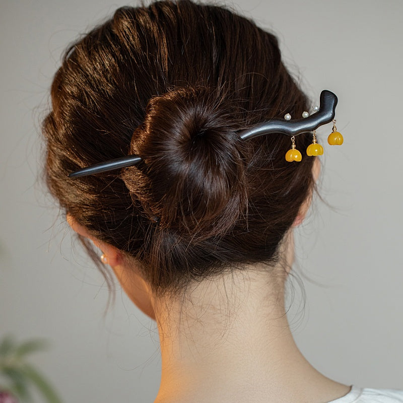 Triple Agate Drop Hair Stick