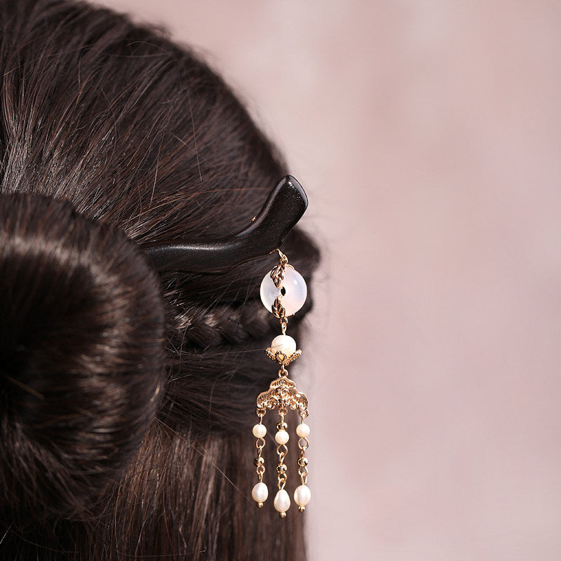 Agate Pearl Tassel Hair Stick