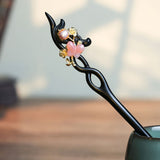 Pink Agate Butterfly Hair Stick