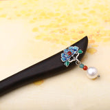 Blue Petal Drop Hair Stick