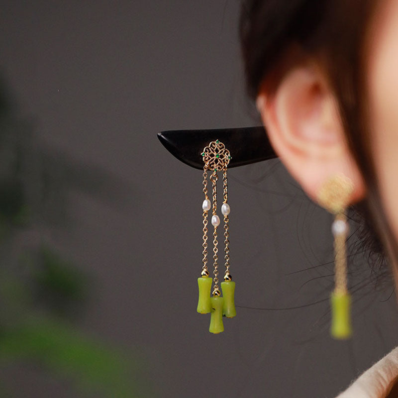 Olive Jade Pearl Hair Stick