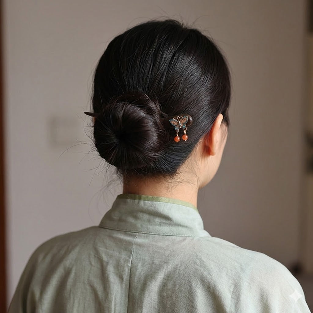 Butterfly Shell Dangle Hair Stick