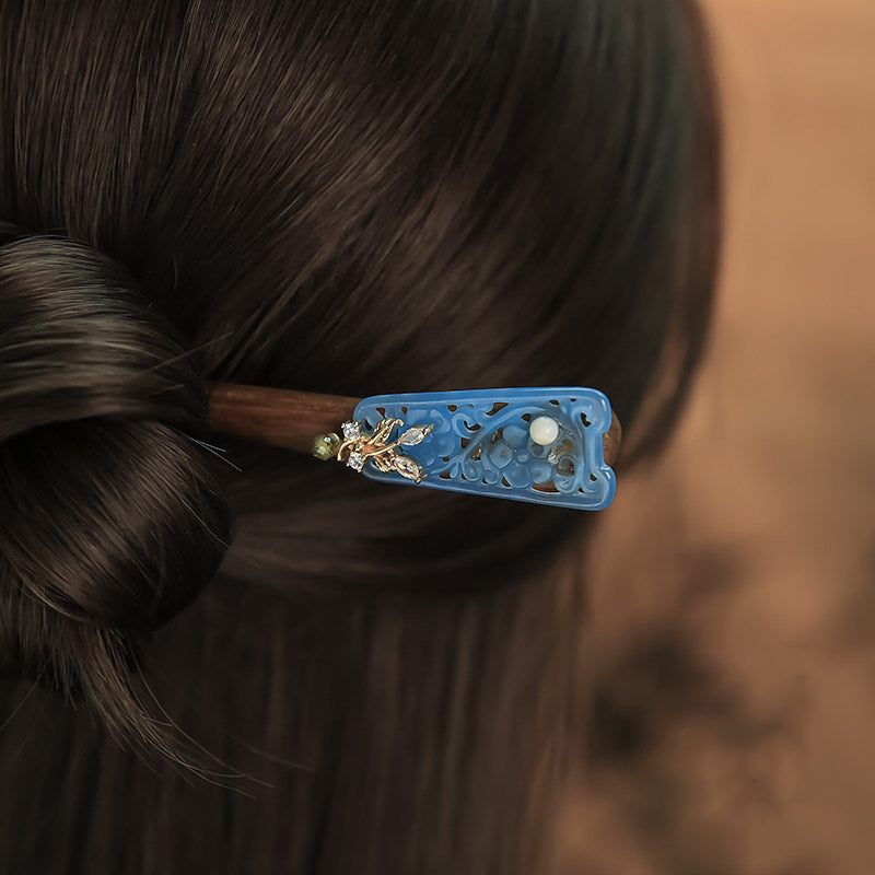 Azure Filigree Hair Stick