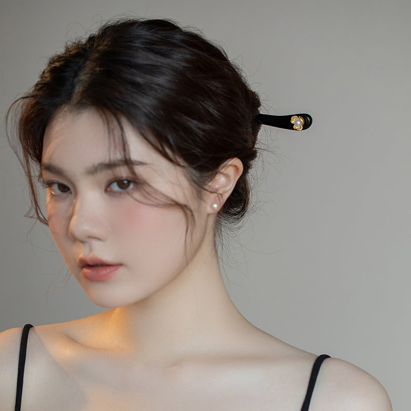 Golden Pearl Blossom Hair Stick