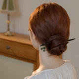 Green Chalcedony Drop Hair Stick