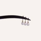 Black Wood Triple-Pearl Hair Stick