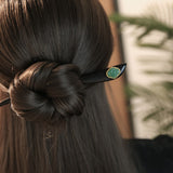 Jade Teardrop Ebony Hair Stick