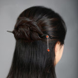 Crimson Chain Flow Hair Stick
