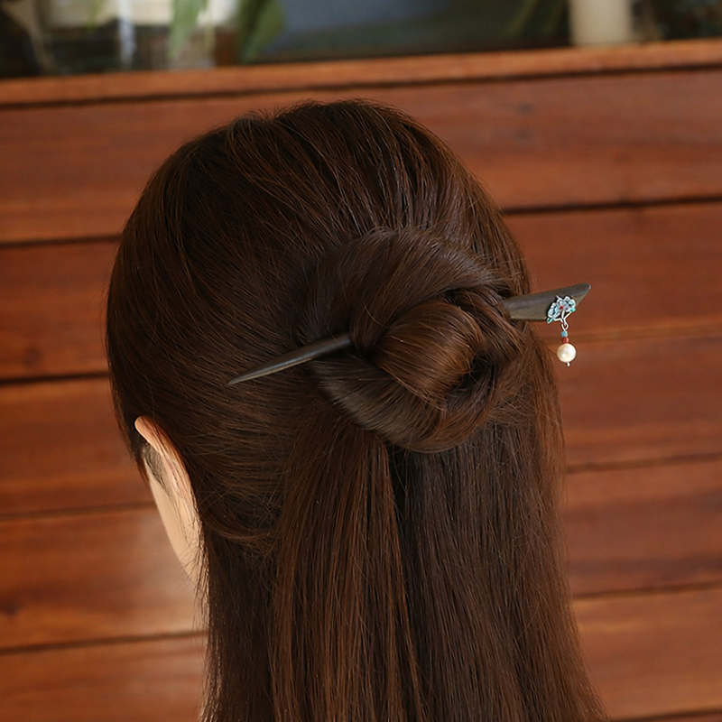 Blue Petal Drop Hair Stick