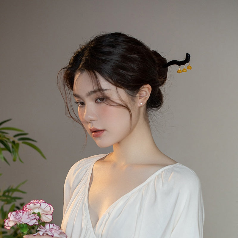 Triple Agate Drop Hair Stick