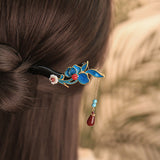 Blue Leaf Dangle Hair Stick