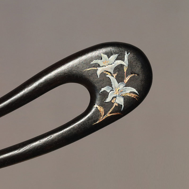 Hand-Painted Lily Hair Stick