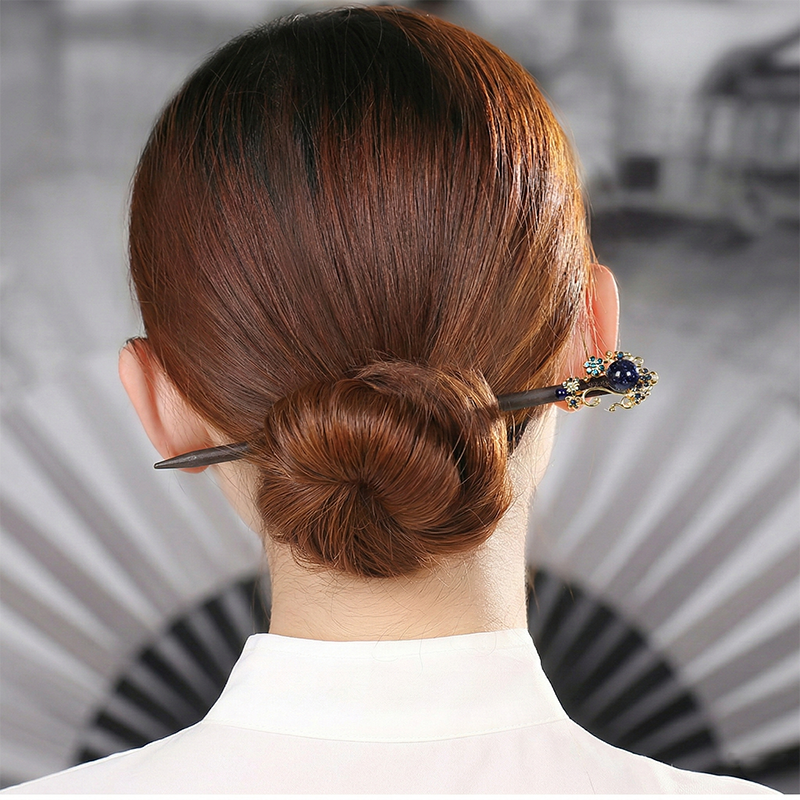 Cobalt Jade Bloom Hair Stick