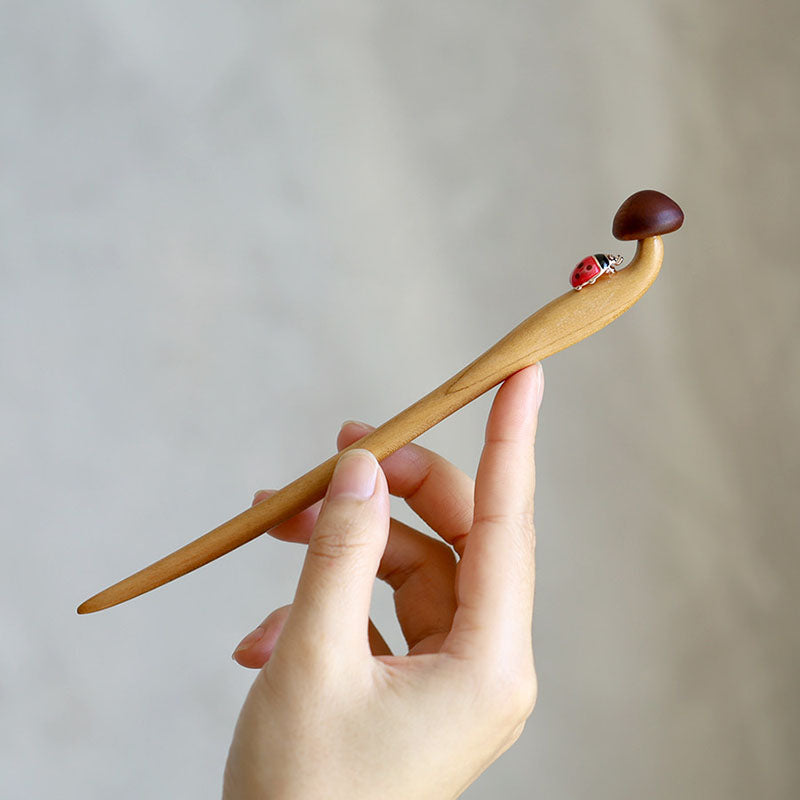 Mushroom Ladybug Hair Stick