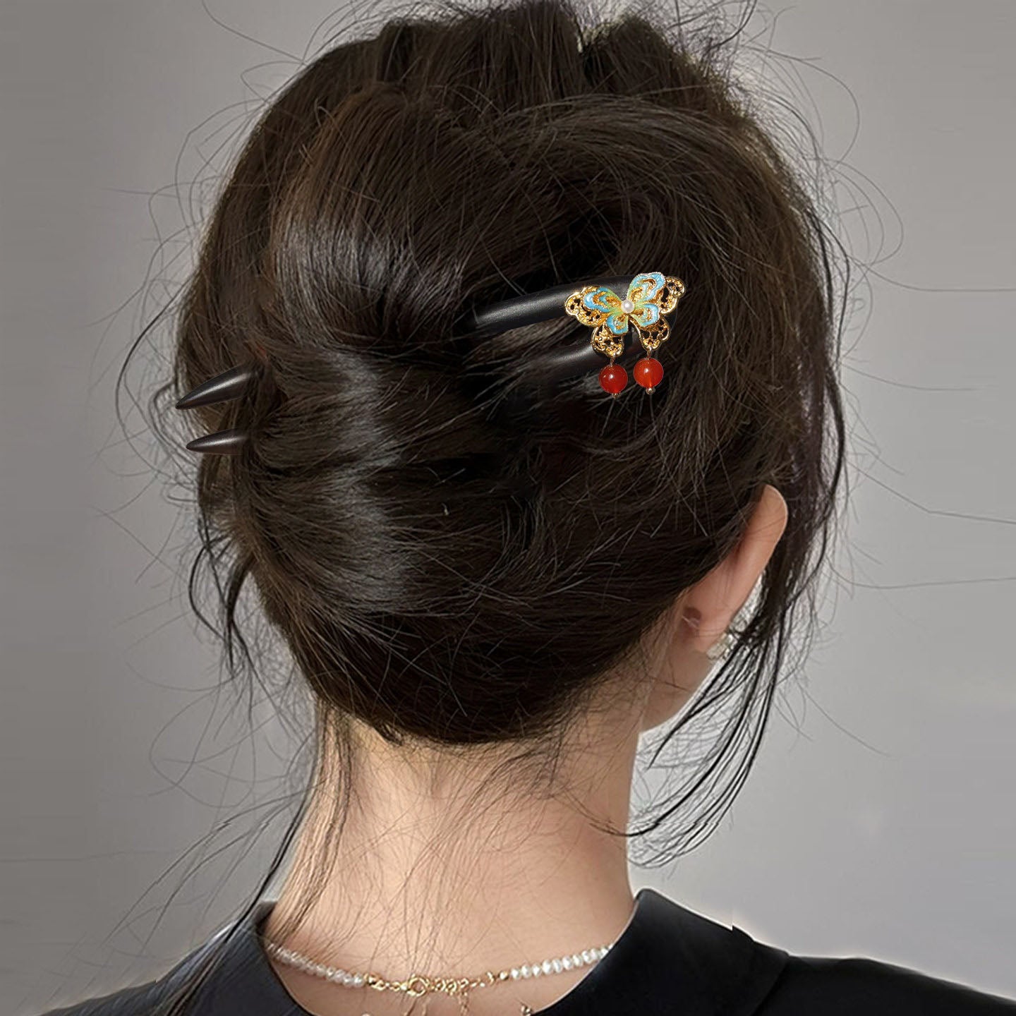 Enamel Butterfly Hair Stick