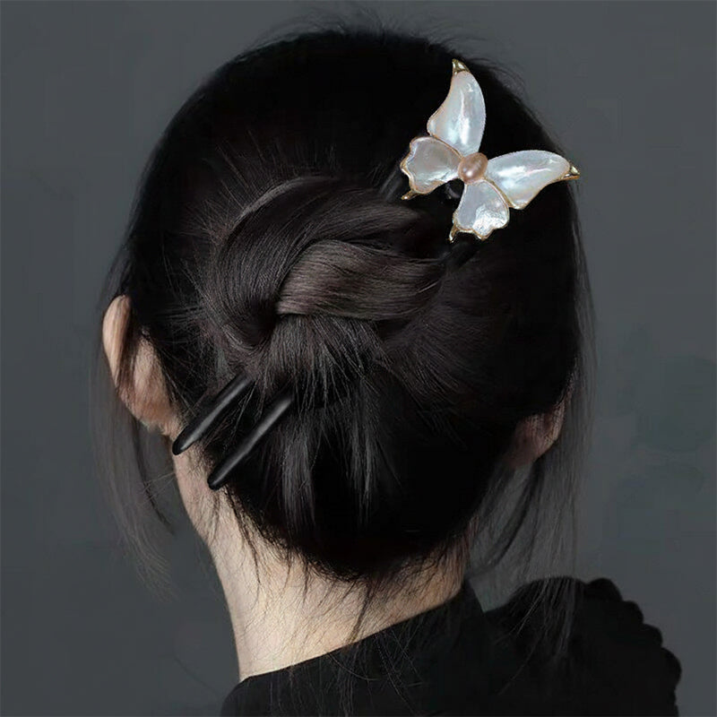 Butterfly Pearl Accent Hair Stick