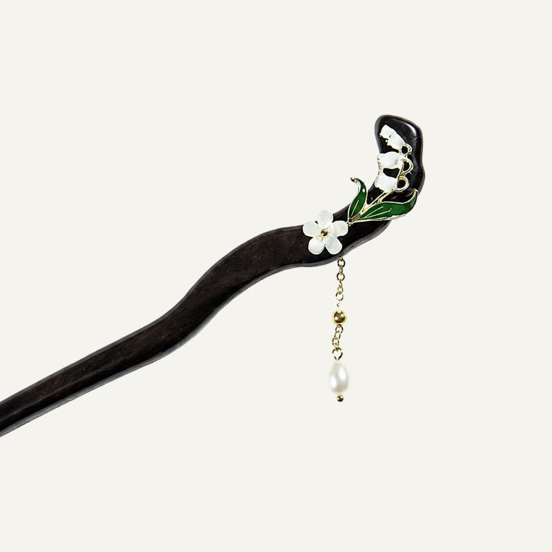 White Jasmine Dangle Hair Stick
