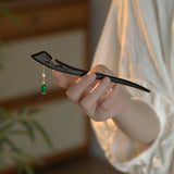 Green Chalcedony Wave Hair Stick