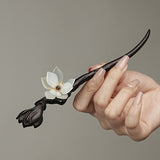 Phoenix Nirvana ancient style hairpin, national style high-end sense Xiu jade wood hairpin, ebony cool feeling hairpin gift for girlfriend