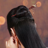 Pearl Garnet Blossom Hair Stick