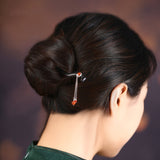 Crimson Chain Flow Hair Stick