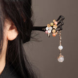 Floral Gem Dangle Hair Stick