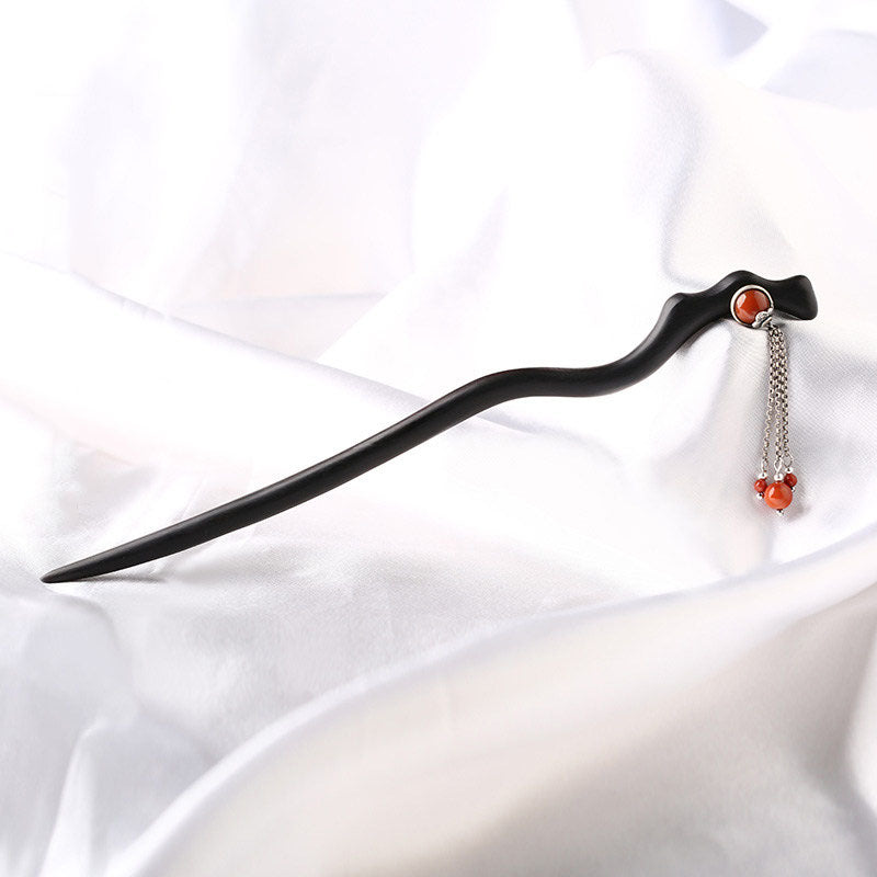 Crimson Chain Flow Hair Stick