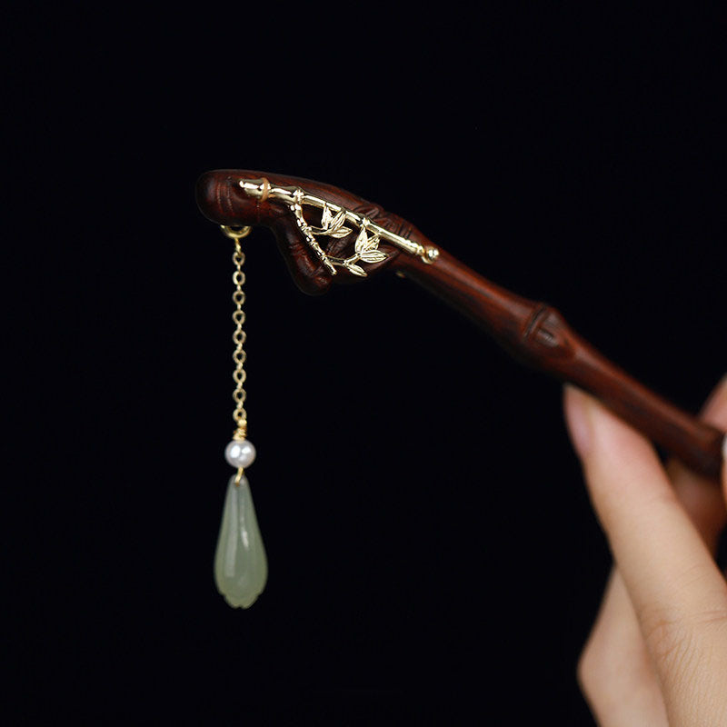 Jade Drop Bamboo Hair Stick