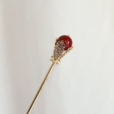 Vermilion Bead Hair Stick