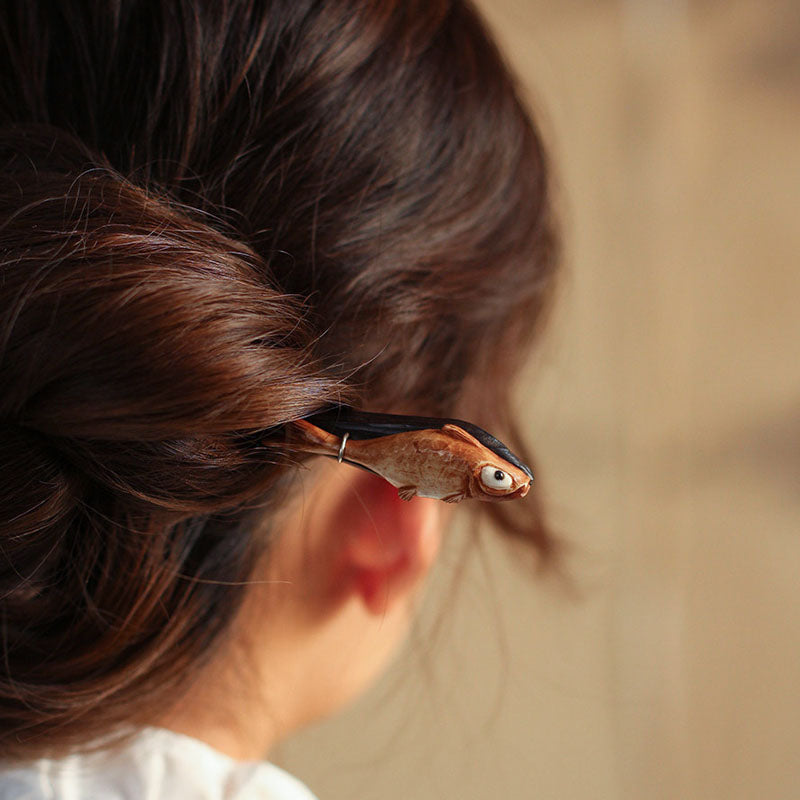 Obsidian Fish Hair Stick