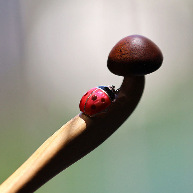 Mushroom Ladybug Hair Stick