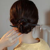 Elegant Silver Pearl Hair Stick