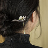 Ebony Flower Drop Hair Stick