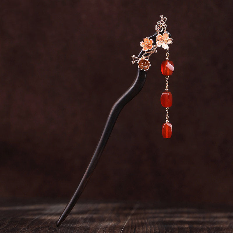 Ruby Blossom Drop Hair Stick