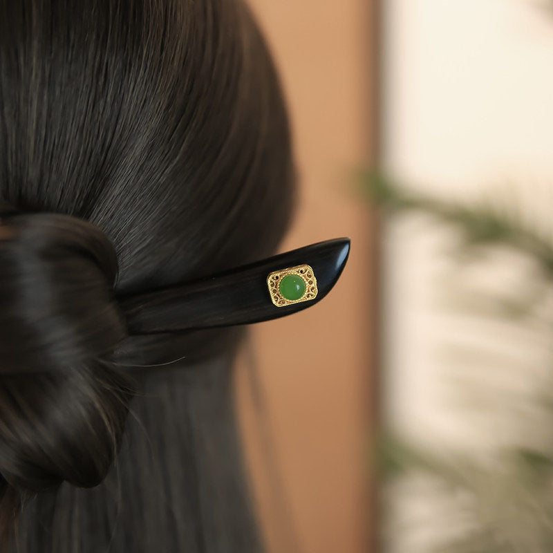 Verdant Inlay Ebony Hair Stick
