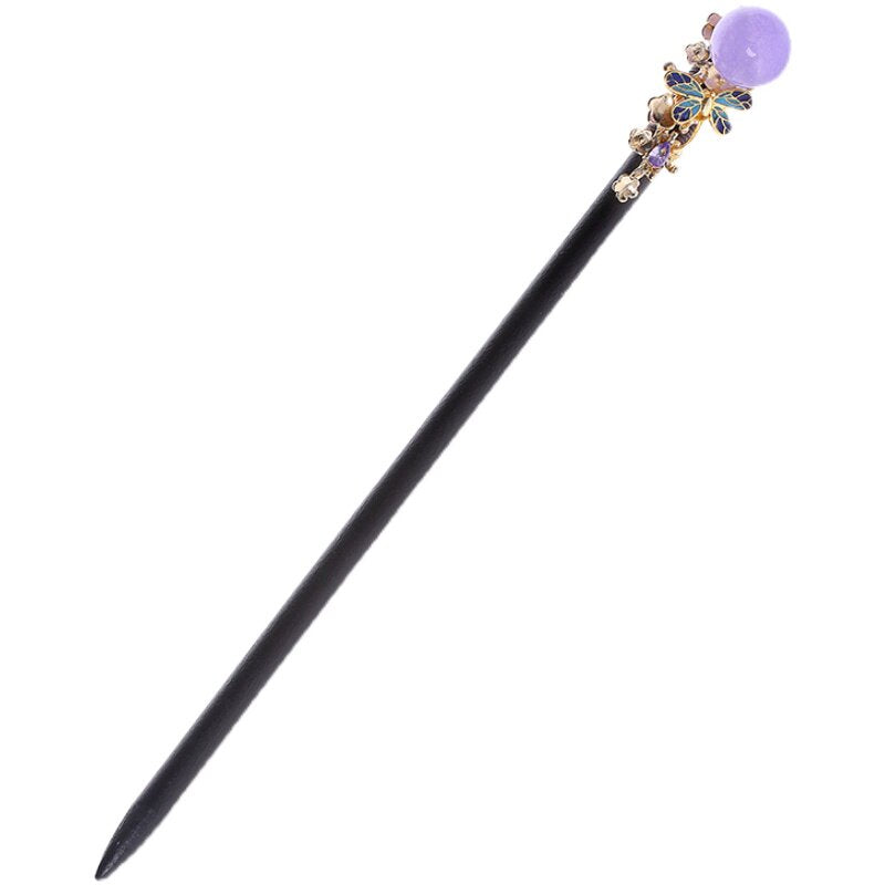 Violet Jade Butterfly Hair Stick