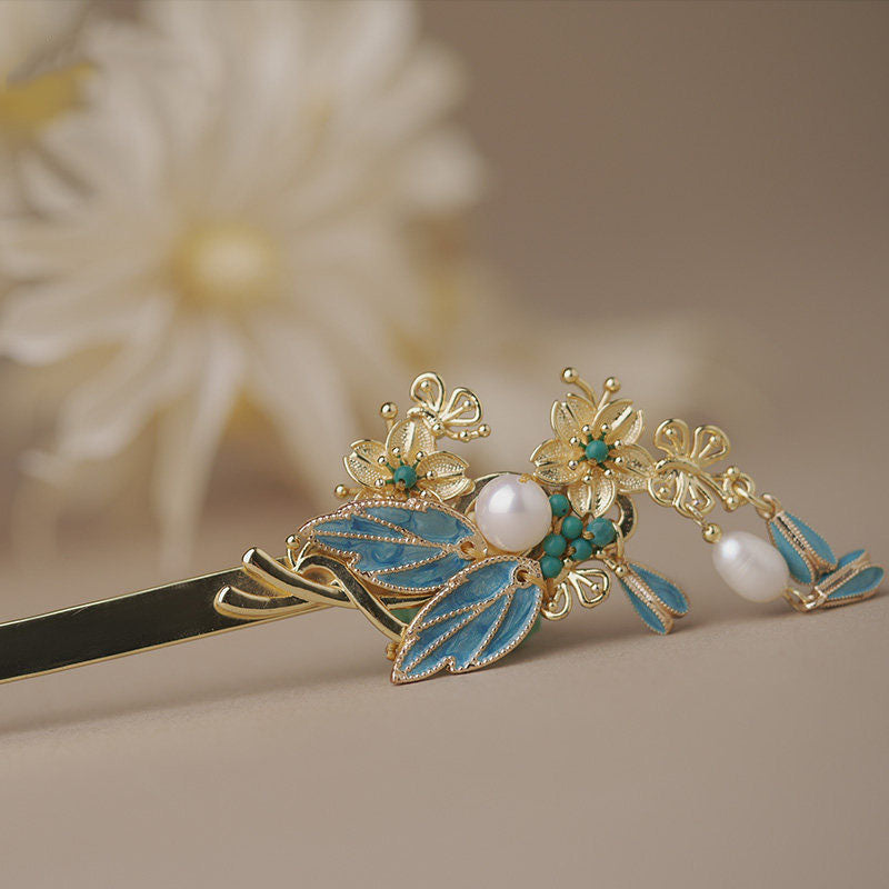Turquoise Butterfly Hair Stick