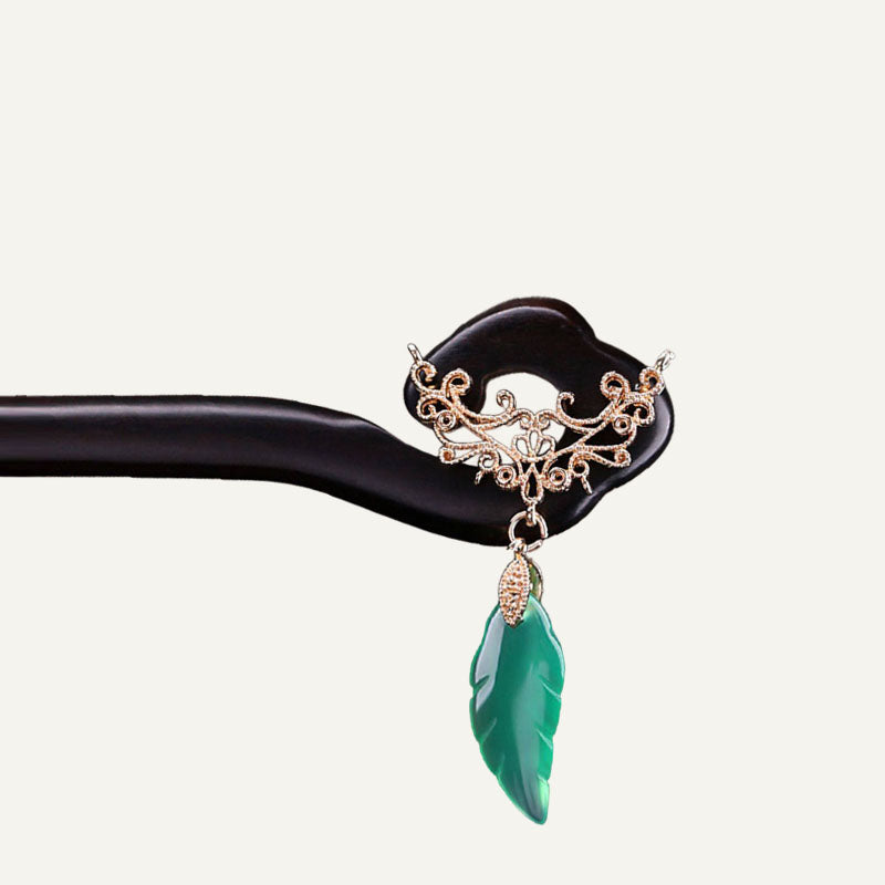 Emerald Tone Agate Hair Stick