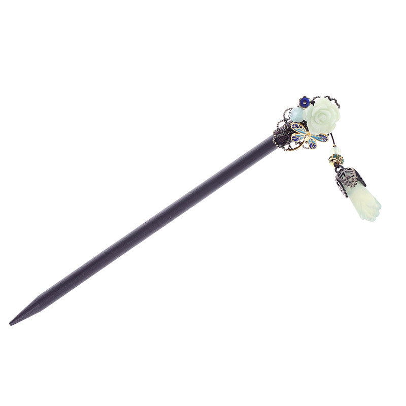 Rose Blossom Jade Drop Hair Stick