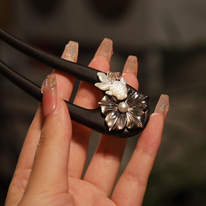 Peony Fish Nacre Hair Stick