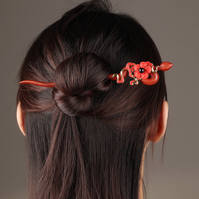 Auspicious Red Snake Hair Stick