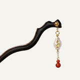 Ebony Red Agate Hair Stick