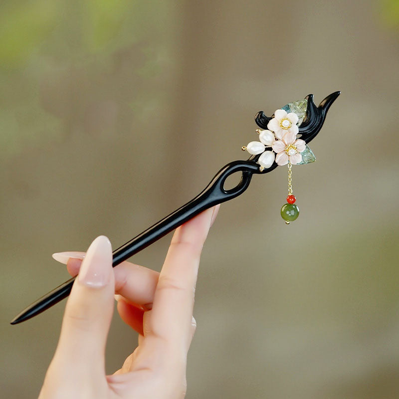 Glass Leaf Blossom Hairstick