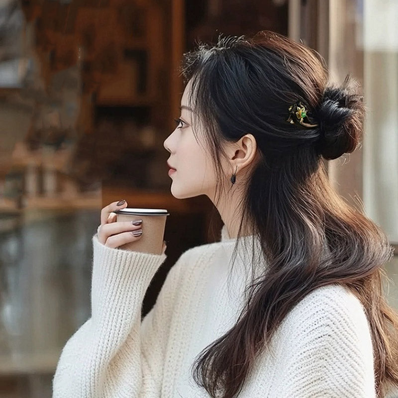 Ebony Lotus Petal Hair Stick