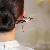 Floral Pearl Red Agate Hair Stick
