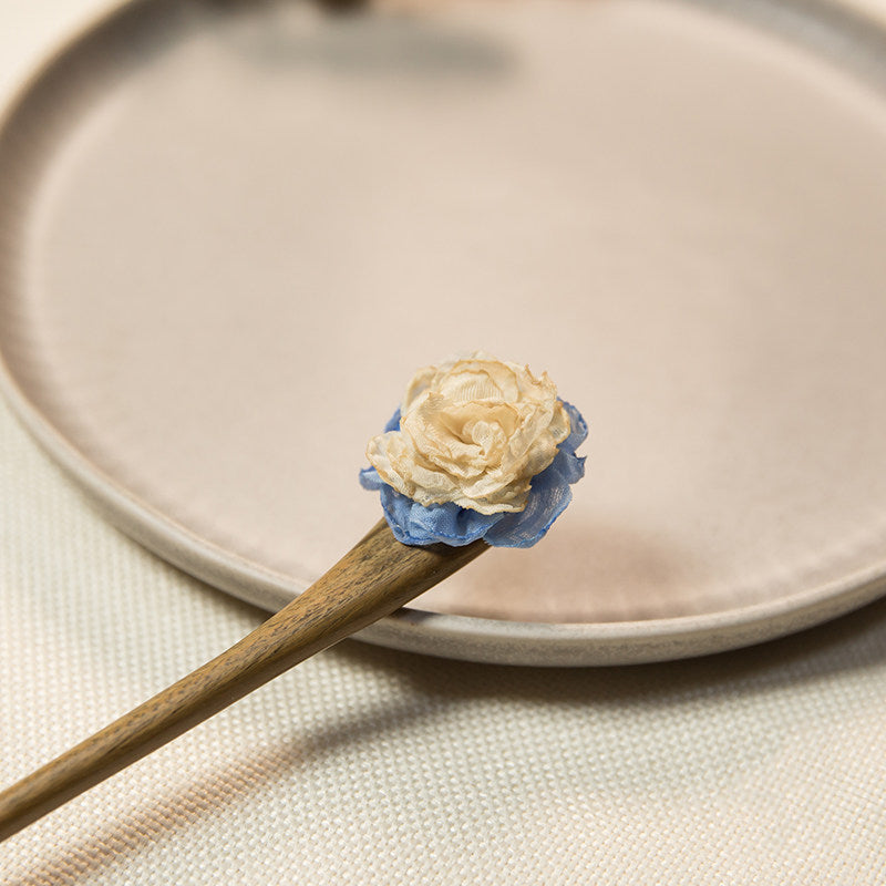 Ivory Blue Blossom Hair Stick