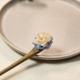 Ivory Blue Blossom Hair Stick