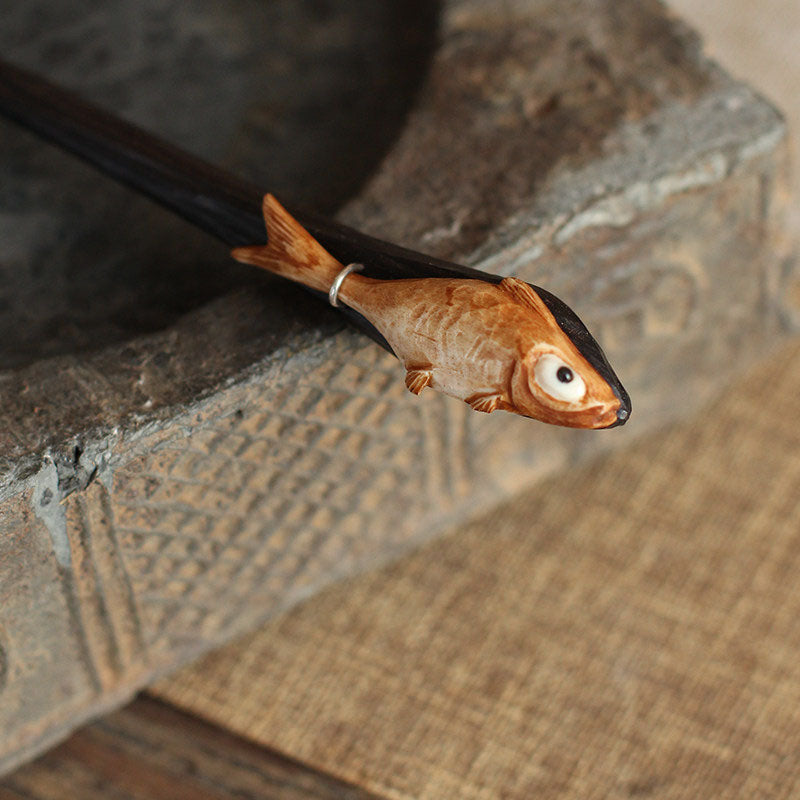 Obsidian Fish Hair Stick