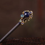 Cobalt Jade Bloom Hair Stick